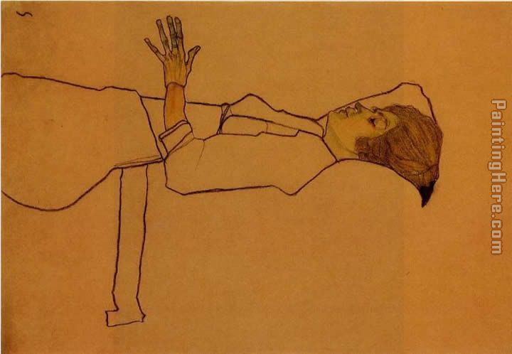 Clothed Woman Reclining painting - Egon Schiele Clothed Woman Reclining art painting